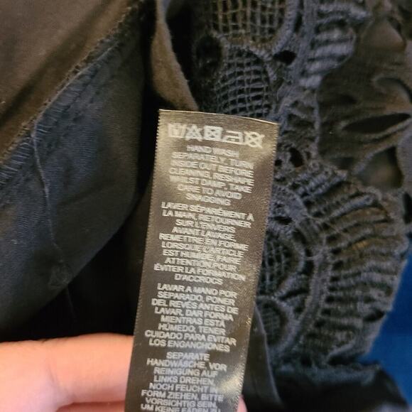 Asos Black Floral Crochet Overlay Dress Size 6 - Picture 10 of 14